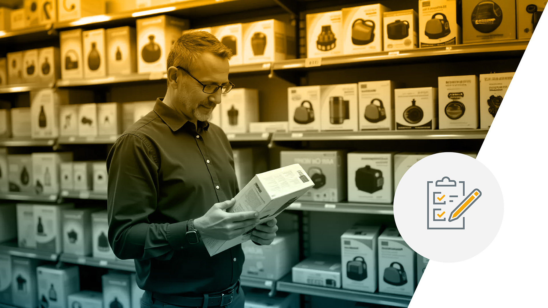 Man reviewing features