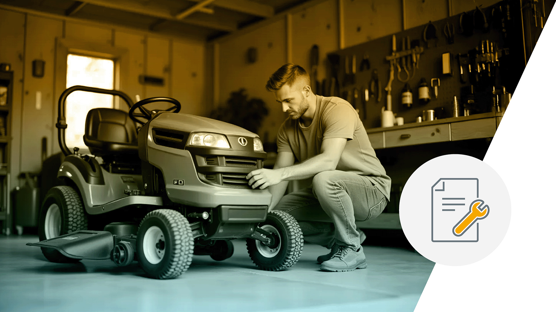 Looking at an electric lawnmower